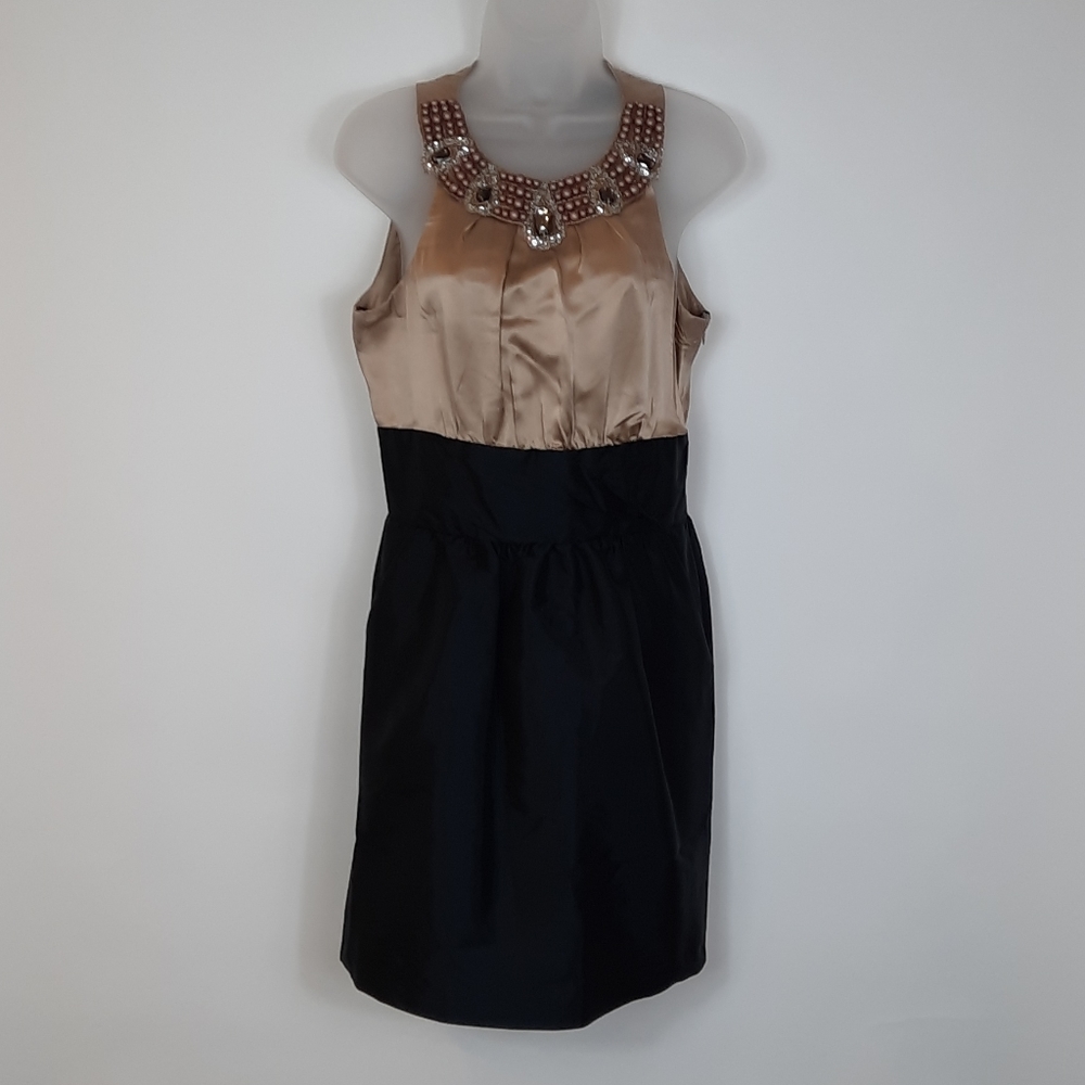 Elegant Jeweled Silk Cocktail / Holiday Party Dress with Pockets